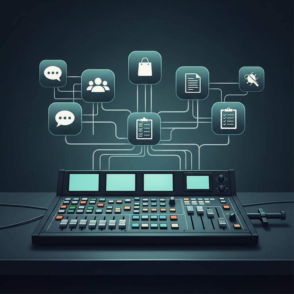 Fluxos de automação conectando sistemas
